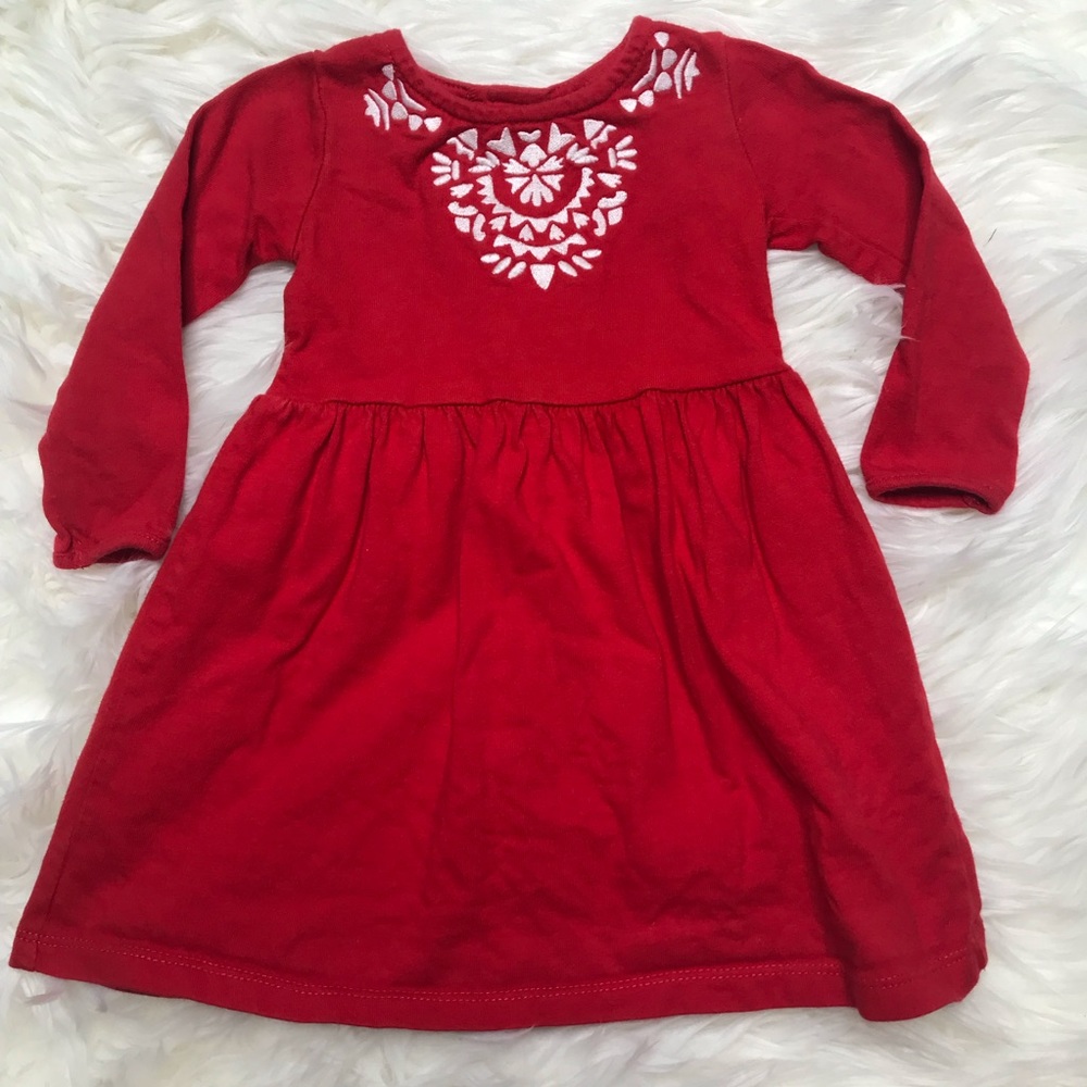 ! Carter’s red and white long sleeve dress size 12 months
